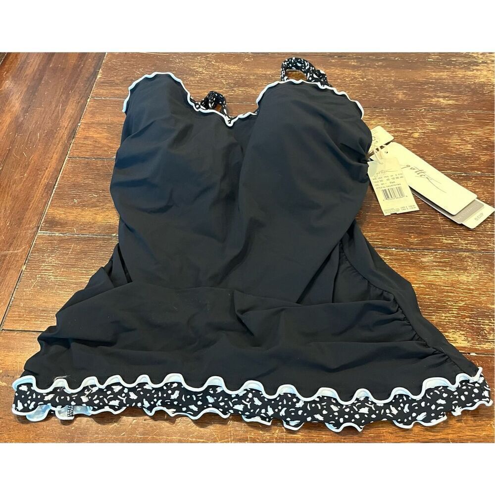 Profile by Gottex Harmony Navy Ruffle Trim Women’s Tankini Bathing Suit Top Swim